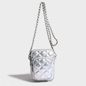 Ladies’ New Fashionable Small Single Shoulder Crossbody Phone Bag with Diamond Pattern Vertical Square Bag