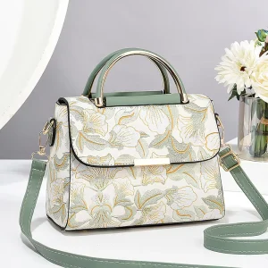 Ladies Shoulder Messenger Bag Luxury Geometric Printed Zipper Closure Waterproof Composite Bag Open Handled Soft PU