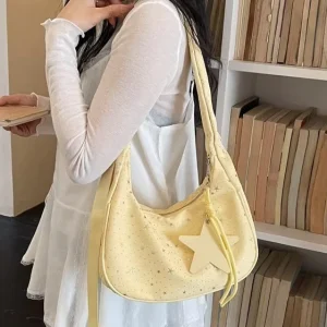 Lady Dumpling Bag Summer Crossbody Women’s Commuting Casual Shoulder Zipper Closure Polyester Lining Canvas