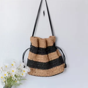 Lady Fashion High Quality Autumn Spring Summer Straw Tote Bag Single String Closure Large Capacity Portable Shoulder