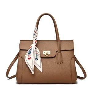 Lady PU Large Capacity Commuting Fashionable Simple Tote Bag Luxury Texture Single Strap Polyester Lining Shoulder Bag