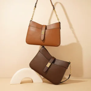 Lady Spring Summer Genuine Leather Fashion Women’s Underarm Shoulder Handbag with Zipper Closure for Daily Use