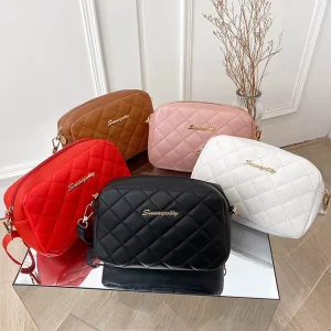 Lady Summer Autumn Women’s Fashion Crossbody Camera Messenger Shoulder Bag Single Strap PU Lining ZIP Closure