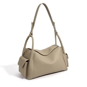 Lady Vintage Fashion Genuine Leather Crossbody Sling Bag with Hasps Closure Chains and Lock Polyester Lining