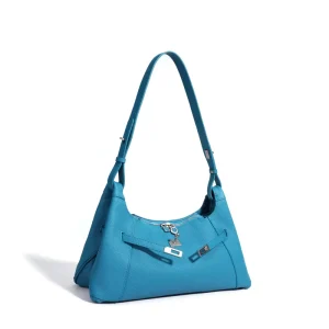 Lady Vintage Fashion Genuine Leather Handbag Single Adjustable Strap Zip Polyester Lining Multi Use for Shopping Travel