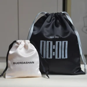 Lady Vintage Large Satin Dust Bag Jumbo Size Black Drawstring for Luxury Handbag Storage