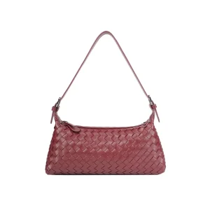 Lady Vintage Single Strap PU Woven Fashion Underarm Crossbody Bag ZIP Closure Lightweight Large Capacity for Travel Daily Use