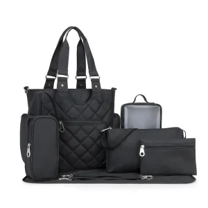 Large Capacity Baby Diaper Tote Bag Backpack Waterproof Baby Changing Bag 7 Pcs Mommy Nappy Storage Bag