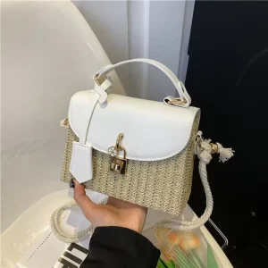Large Capacity Durable Womens Shoulder Bag with Straw Lining and Zipper Closure Casual Travel & Daily Use