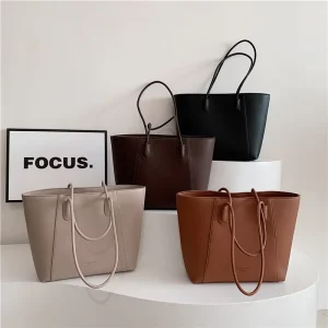 Large Capacity Fashion Women’s Pu Leather Open Top Tote Bag for Luxury Travel