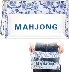Large Capacity Floral Printed Mahjong Storage Bag Portable with Zipper for Home Leisure and Travel Use