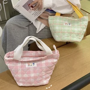 Large Capacity Flower Colorful Lunch Box Bag for Office Workers Insulated Lunch Box HandBag With Thick Aluminum Foil