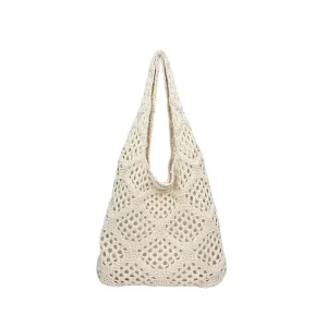 Large Capacity Hollow Knitting Bag Women’s One-shoulder Hand-crochet Bag Tote Bag