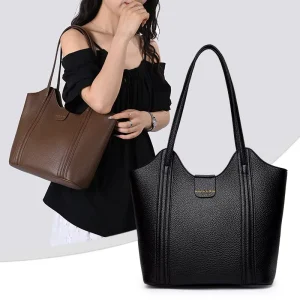 Large Capacity Ladies Tote Bags Soft PU Leather Hand Bags Waterproof Fashion Women Shoulder Handbag with Zipper Design