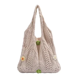 Large Capacity New Design Flower Single Shoulder Crossbody Bag Woven Tote Bag Women’s Bag Ladies Handbag