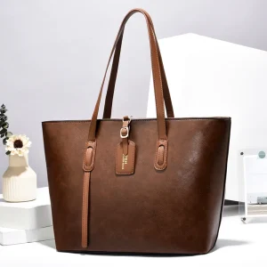 Large Capacity PU Ladies Tote Bag with Zipper Closure for Women’s Shoulder Crossbody Handbags