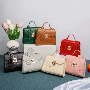Large Capacity PU Leather Crocodile Women’s Sling Bag Crossbody Lady Bag