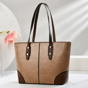 Large Capacity PU Leather Tote Bag Zipper Closure Underarm Shoulder Bag Luxury Handbags for Women