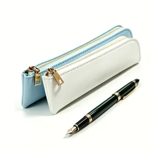 Large Capacity PU Leather Zipper Closure UV Printed Pencil Case Cosmetic Bag Simple Solid Color Daily Students Office Business