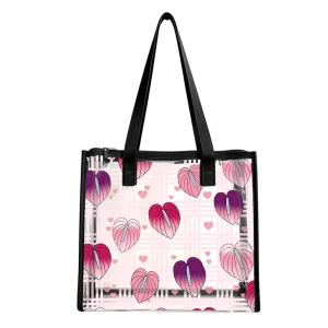 Large Capacity Shoulder Bag Print on Demand Clear PVC Bag for Women Hawaiian Anthurium Women’s Fashion Tote Handbag