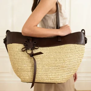 Large Capacity Shoulder Straw Woven Hand Bag Bohemian Summer Messenger Bag with Zipper for Women’s Holiday Beach