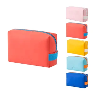 Large Capacity Soft Cosmetic Bag Waterproof PU & Nylon Material Custom Logo Storage Makeup Tools