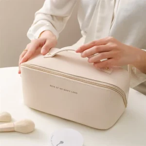 Large Capacity Travel Cosmetic Bag Multifunctional Storage Makeup Bag PU Leather Makeup Bag
