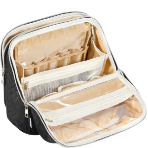 Large Capacity Waterproof Open Fashion Polyester Material Makeup Bag Brush Storage Travel Organizer Portable Cosmetic Case