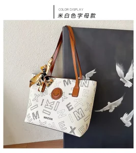 Large Capacity Waterproof Women’s Handbag Set Zipper Closure Fashion Classic Polyester Single Strap Letter Pattern Shoulder