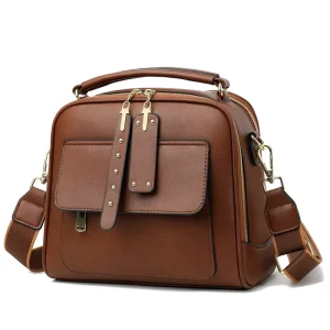 Large Capacity Women Leather Shoulder Bag Tote Handbag Multi Pocket Messenger Crossbody Sling Bag