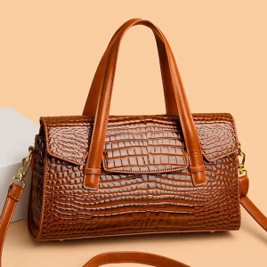 Large Capacity Women’s Pillow Bags Crocodile Pattern Designer Pu Leather Shoulder Bags for Women Classical