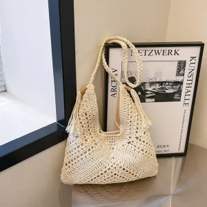 Large Capacity Women’s Woven Bag New Beach Vacation Casual Multifunctional Shoulder Bag