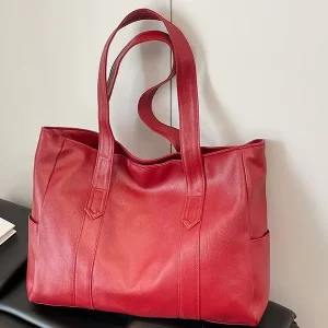 Large Capacity Zipper Closure PU Material Urban Simplicity Style Single Shoulder Strap Women’s Travel Tote Bag