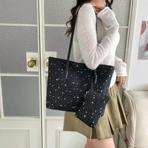 Large Capacity Zipper Tote Bag Work Single Shoulder Underarm Bag Korean Style Handbag
