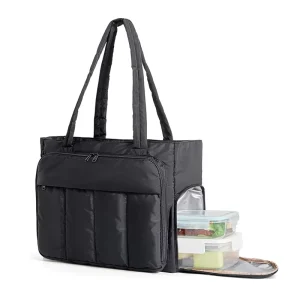 Large Fashion Nylon Insulated Lunch Tote Bag with Side Cooler Compartment Leakproof Thermal for Work Picnic AD DM419