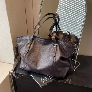 Large Sized Tote Bags for Women Soft PU Leather Pure Color Large Capacity Shopper Shoulder Crossbody Bag High Quality Handbags