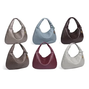 Large Waterproof Knitted Bag PU Woven Handbag Knitting Women Color Weave Mini Tote Beach CrossBody Handmade Bag