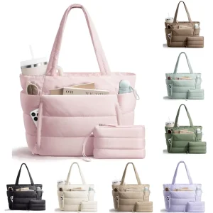 Large-capacity Lightweight Polyester Tote Bags Solid-color Casual Tote Bags