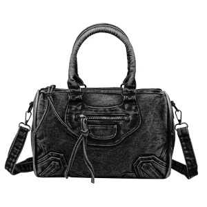 Large-capacity Washable Denim Handbag Vintage-style Shoulder and Crossbody Casual Tote Bag