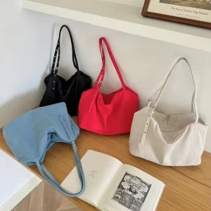 Lazy Style Tote Bag Casual New Canvas Denim Shoulder Bag Simple and Versatile Large Capacity Crossbody Bag