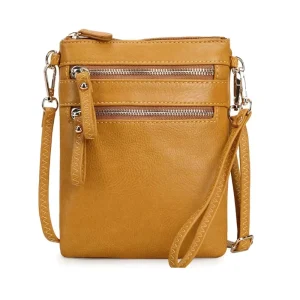 Leather Crossbody Bags for Women Multi Pocket Crossbody Purse with Adjustable Strap Soft Durable Leather Purse