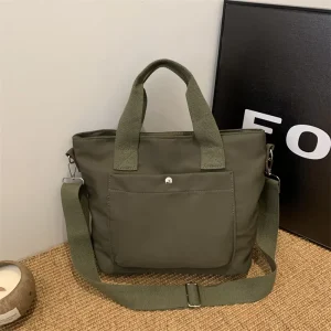 Leisure Commute Spring New Style Simple Western-style Nylon Cloth Two Zipper Shoulder Crossbody Tote Women’s