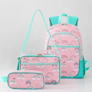 Light Weight Cute Printing Cartoon Primary School Lunch Bag Student Backpack Set