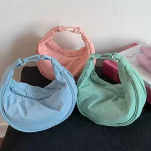 Light Weight Women’s Nylon Hobos Small Crossbody Bags Solid Color Ladies Shoulder Bag Portable Female Simple Messenger Bag