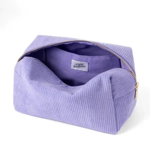 Lilac Purple American Mahjong Carrier Custom Corduroy Mahjong Tile Bag Zipper Pouch for Travel Storage