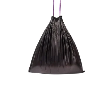 Low MOQ Full Biodegrade HDPE Drawstring Trash Bags 20 25 Gallons 15 Lbs Strength Custom Logo Printing