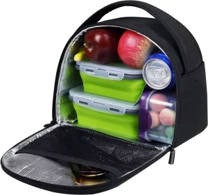 Lunch Bag Cooler Bag Black Lunch Tote Bag for Bento Box for Kids Adult