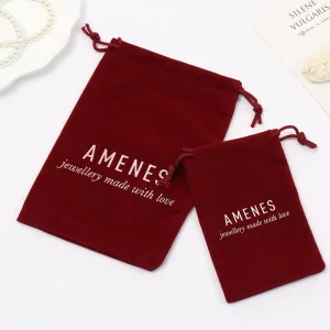 Luxury Custom Logo Printed Jewelry Bags Velvet Gift Jewelry Display Packaging Bags Faux Suede Drawstring Pouch for Jewelry
