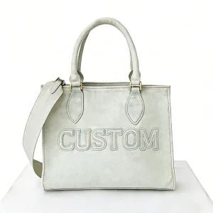 Luxury Custom White Denim Purse Embroidery Logo Unisex Tote Bags Bucket Blue Denim Handbag Women Tote Bag Custom Purses