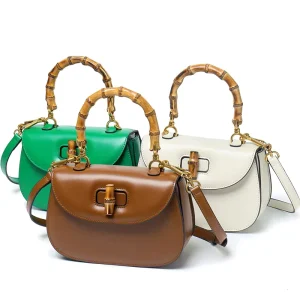 Luxury Designer Famous Brands Ladies Bamboo Top Handle Saddle Handbags Genuine Leather Shoulder Crossbody Hand Bags for Women